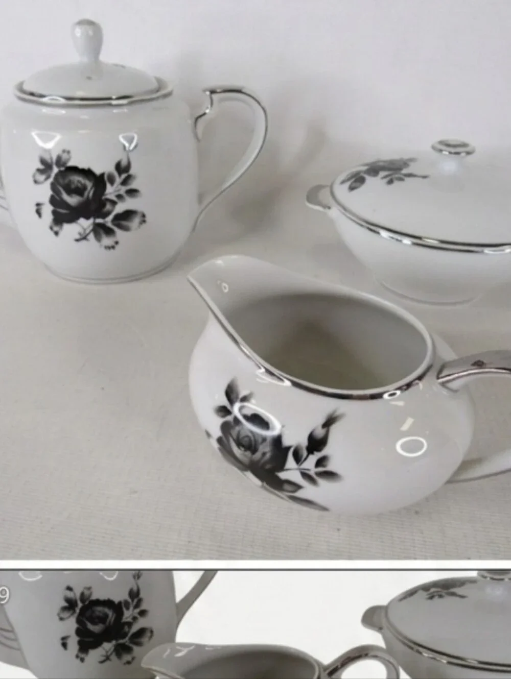 Vintage Kutani Hand-Painted Porcelain Tea Service Set - 3 Pieces